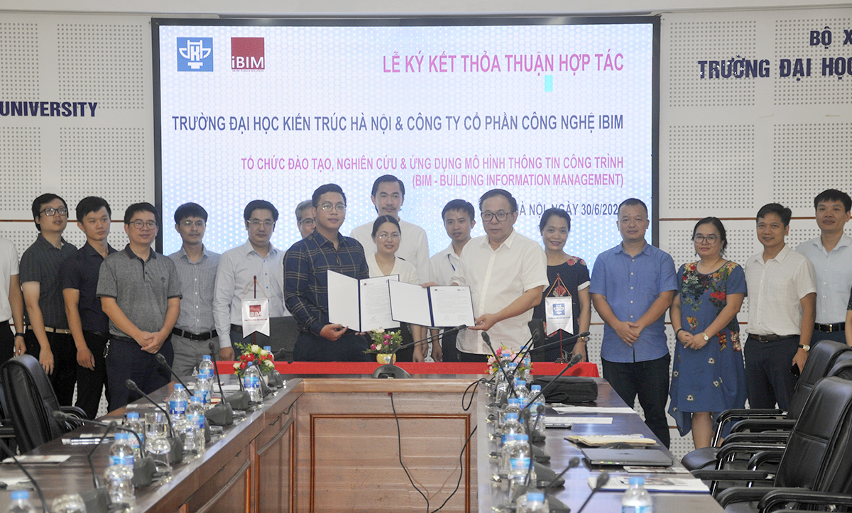 Ký kết biên bản thỏa thuận  hợp tác (MOU) giữa Trường Đại học Kiến trúc Hà Nội và Công ty Cổ phần Công nghệ iBIM