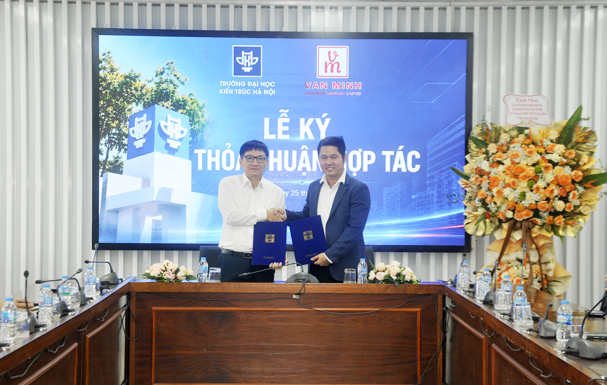Đẩy mạnh hỗ trợ sinh viên qua thỏa thuận hợp tác chiến lược giữa Trường Đại học Kiến trúc Hà Nội và Công ty TNHH Thương mại Quốc tế Văn Minh